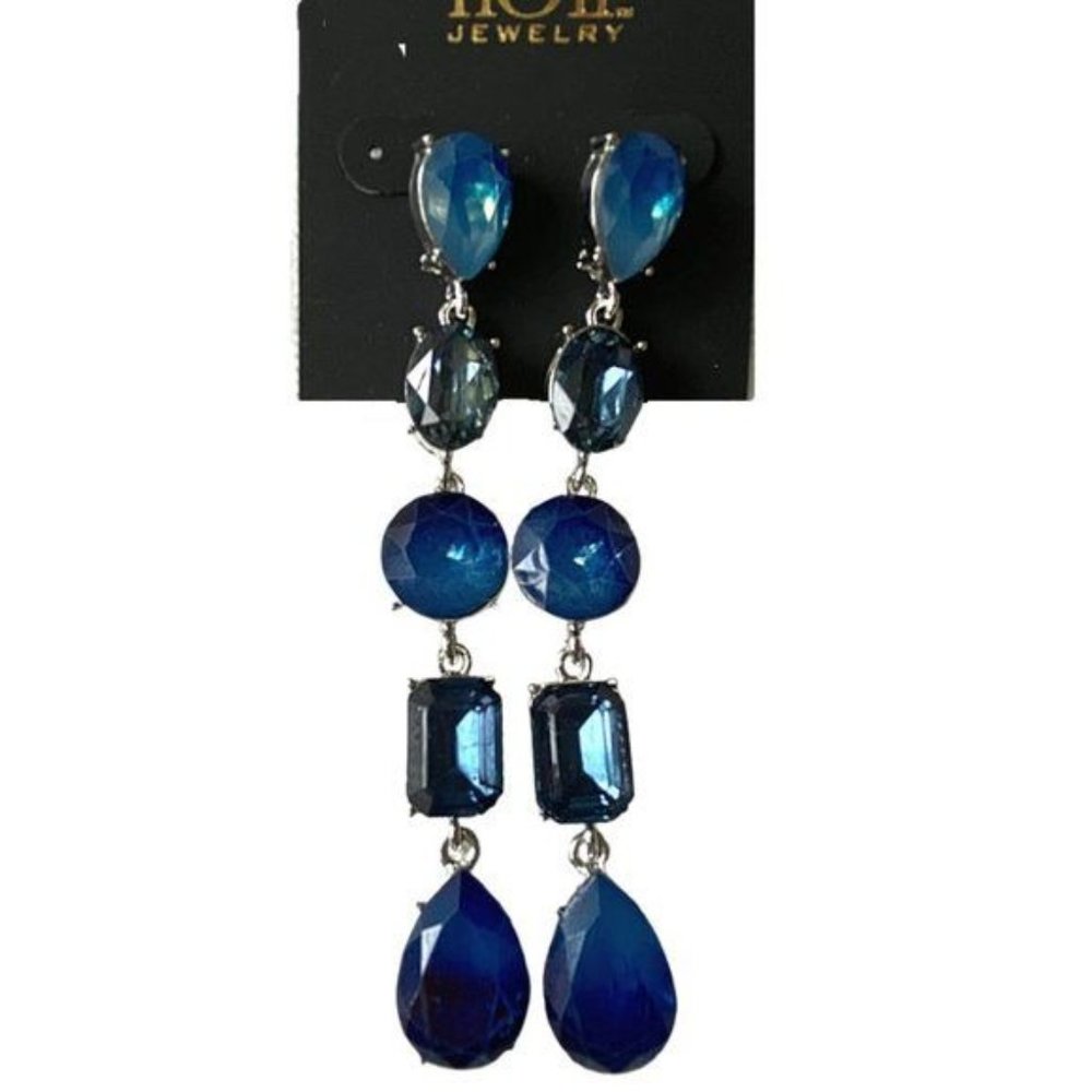 nOir Jewelry Shades of Blue Dangling Jewel Earrings - Picture 1 of 6
